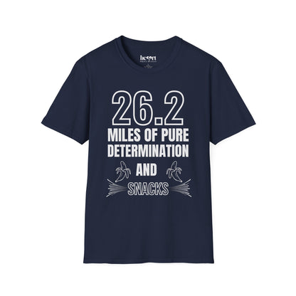 26.2 Miles of Pure Determination And Snacks – Funny Marathon Running T-Shirt