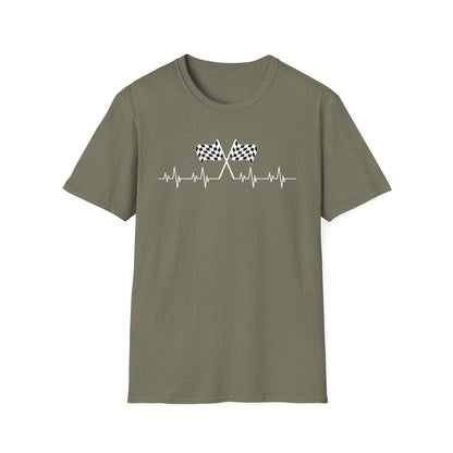 F1 Heartbeat T-Shirt – Formula 1 Racing Fan Shirt with Finish Flags 🏁