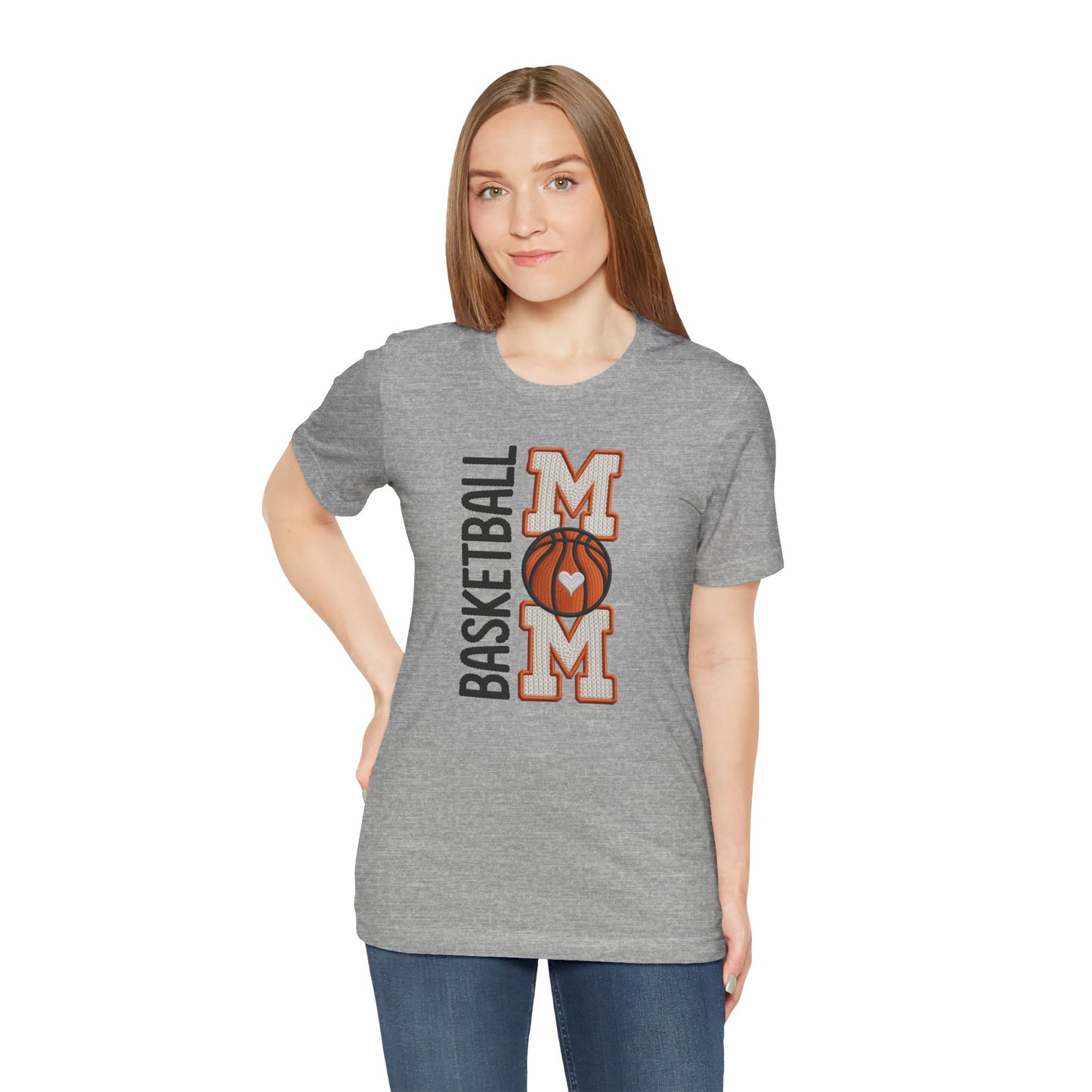 Basketball Mom Faux Embroidery T-Shirt – Game Day Sports Mom Tee