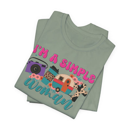 I’m A Simple Woman Camping Shirt – Funny Retro Outdoor Tee