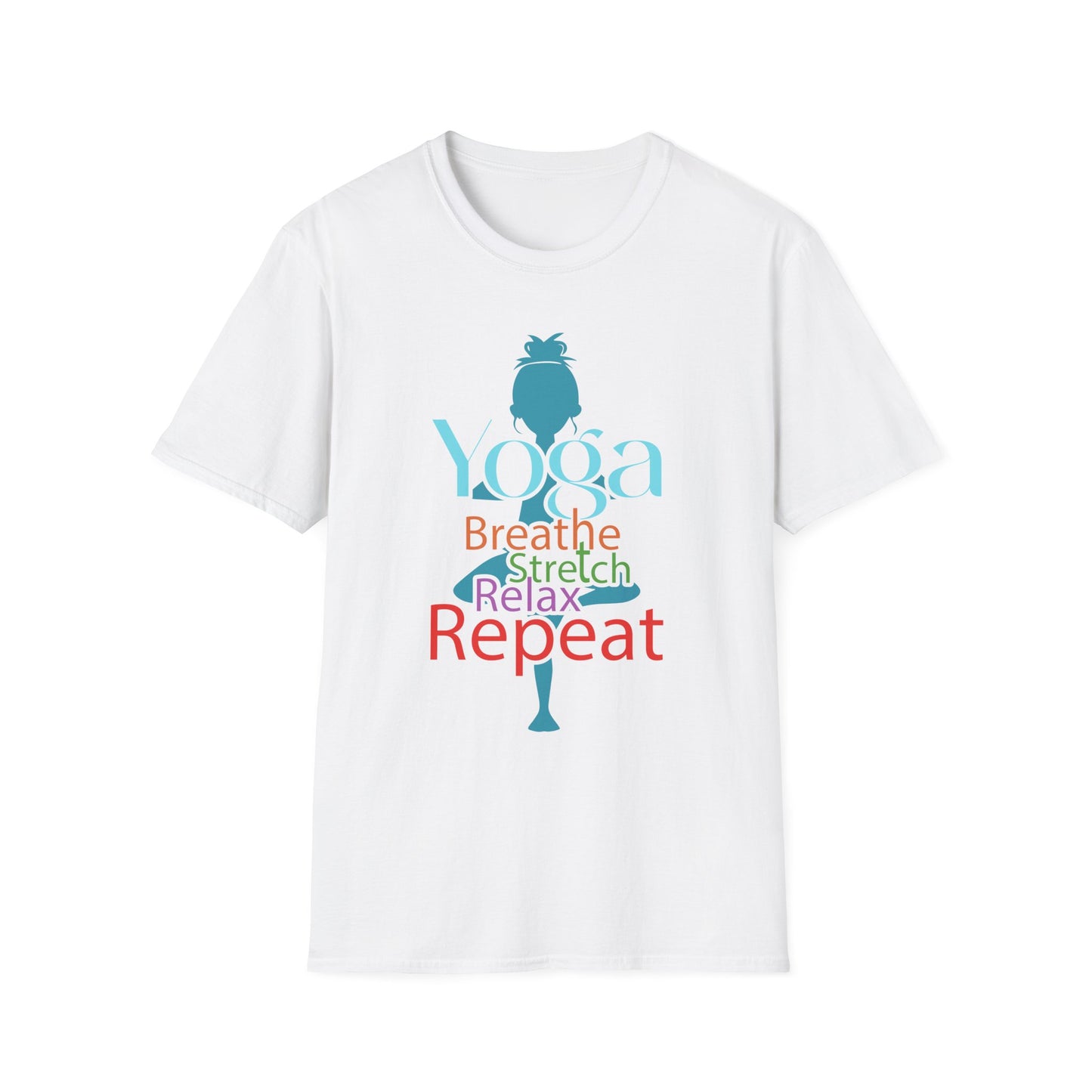 Breathe, Stretch, Relax, Repeat – Minimalist Yoga T-Shirt 🧘‍♀️✨