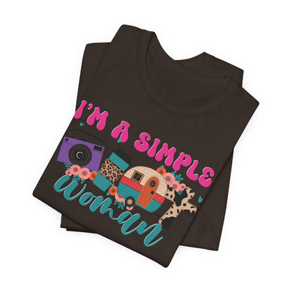 I’m A Simple Woman Camping Shirt – Funny Retro Outdoor Tee