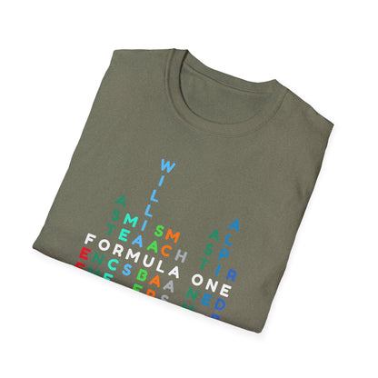 Formula 1 Team Word Art T-Shirt – Unique Grid Design for F1 Fans