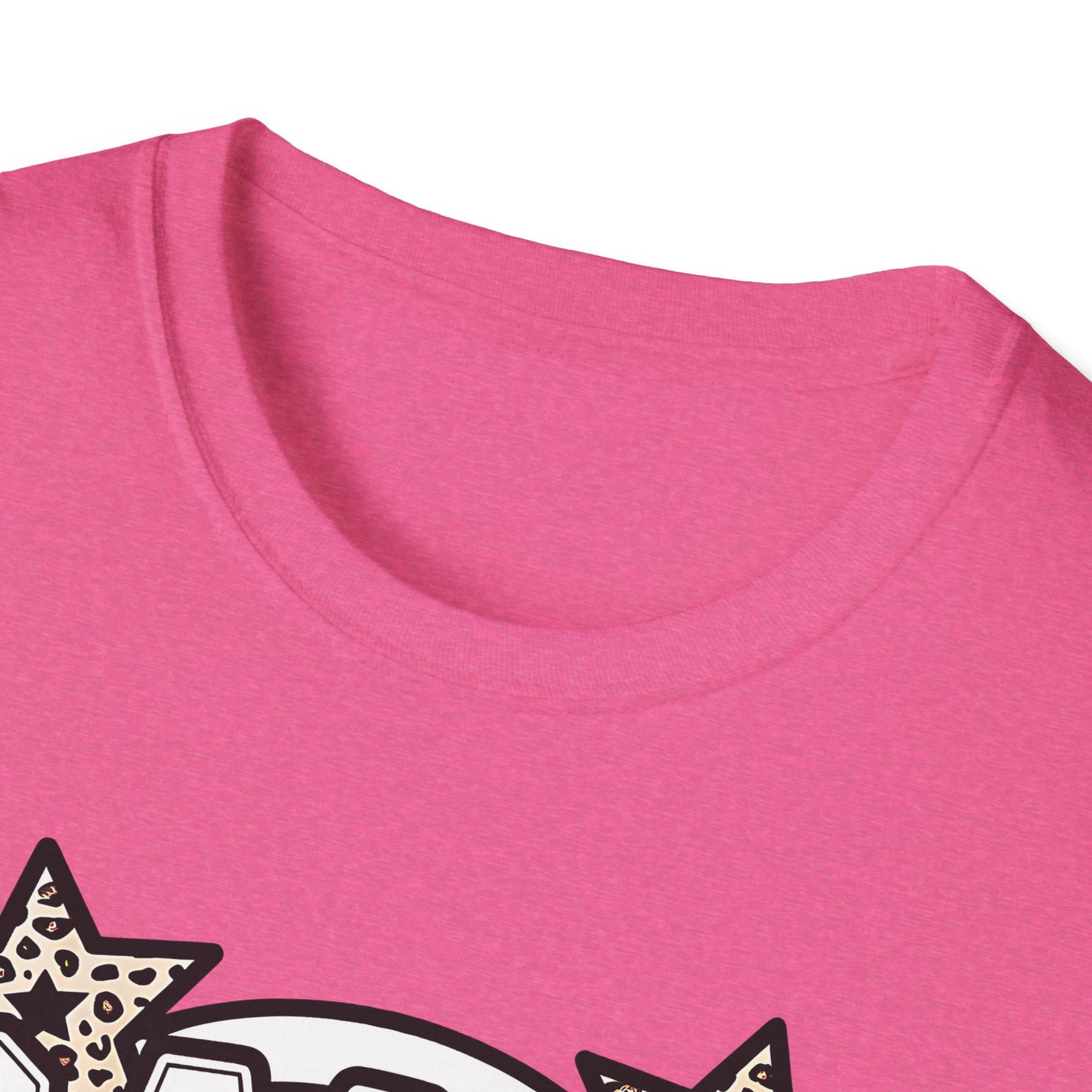 Game Day Glitter Football T-Shirt – Leopard Star & Checkerboard Design for Sports Fans