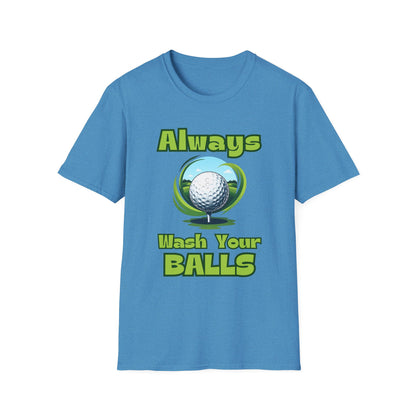Always Wash Your Balls Golf Tee – Funny Vintage Golf Humor Sports T-Shirt