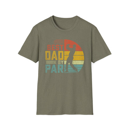 Best Dad By Par Golf Tee – funny golf dad sports graphic T-shirt in Heather Military Green
