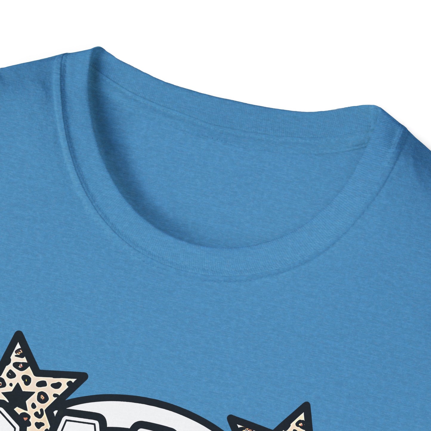 Game Day Glitter Football T-Shirt – Leopard Star & Checkerboard Design for Sports Fans