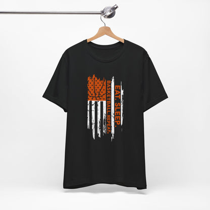 Eat Sleep Basketball Repeat Basketball American Flag T-Shirt