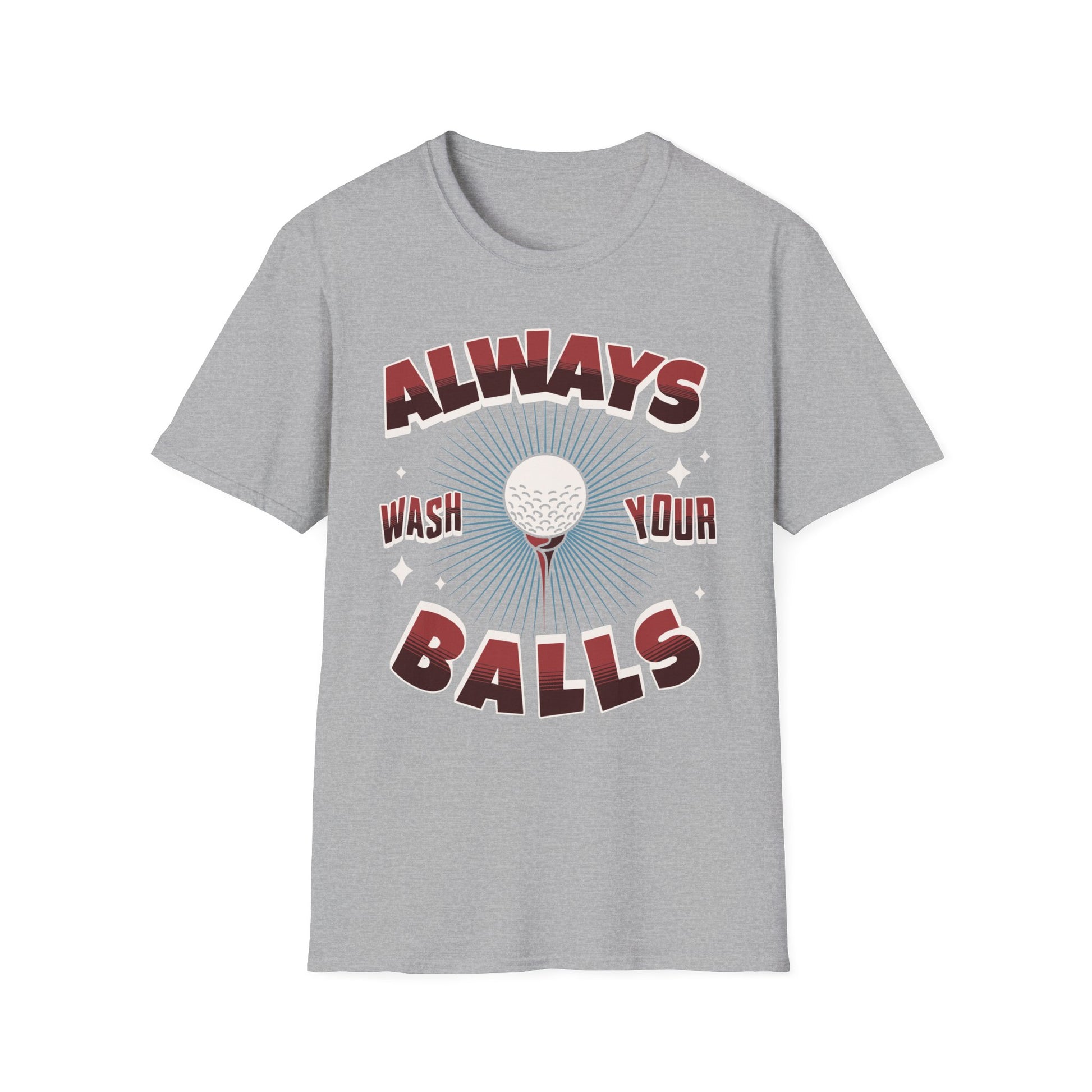Always Wash Your Balls golf tee – funny vintage golf humor sports graphic T-shirt in Sport Gray