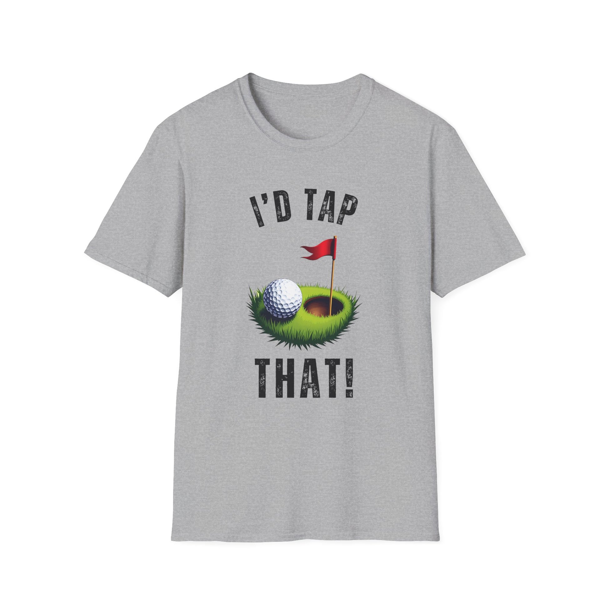 I’d Tap That Golf Tee – Funny putting pun sports graphic T‑shirt in Sport Gray