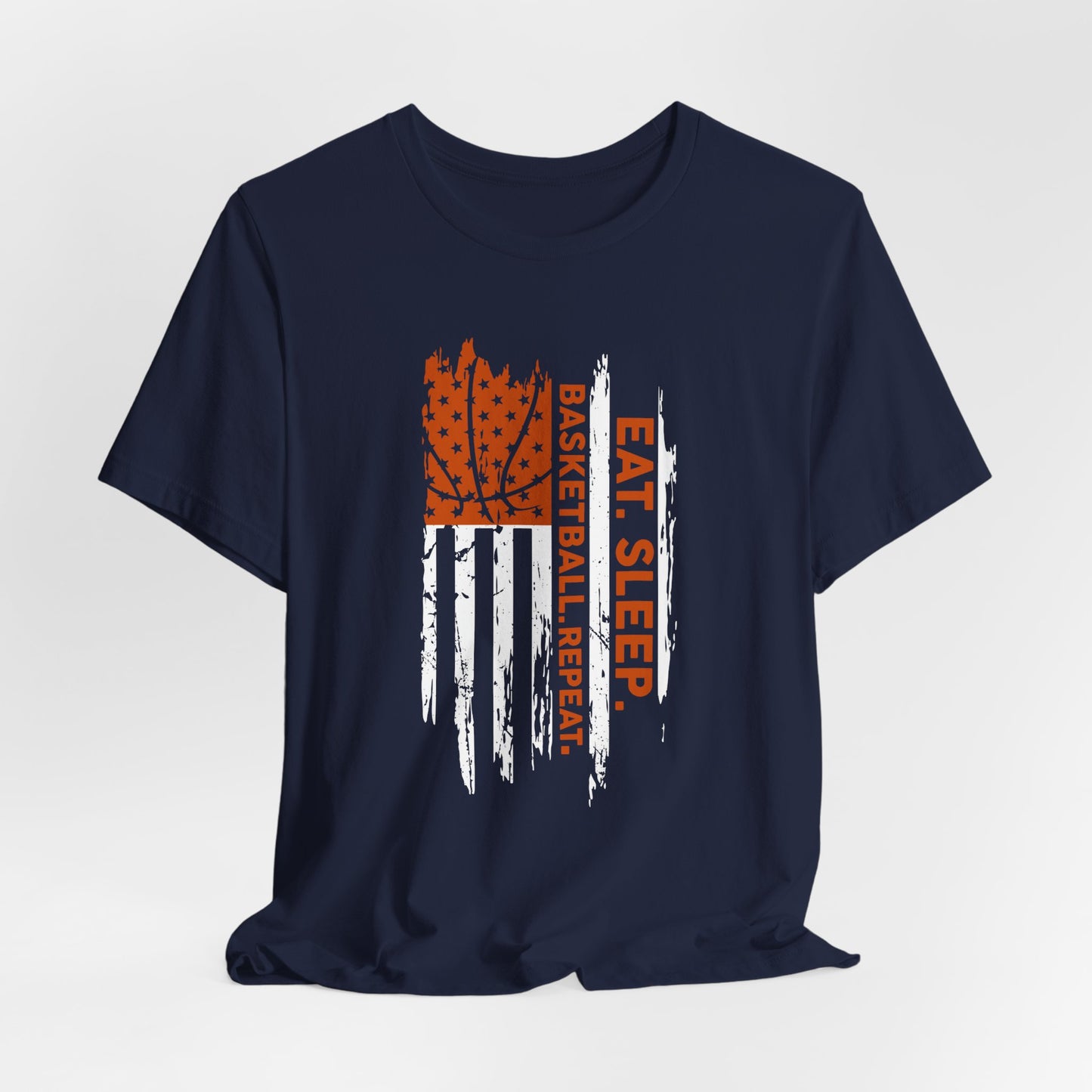 Eat Sleep Basketball Repeat Basketball American Flag T-Shirt