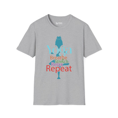 Breathe, Stretch, Relax, Repeat – Minimalist Yoga T-Shirt 🧘‍♀️✨
