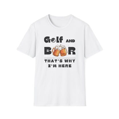 Golf & Beer Tee – funny golf humor sports graphic T-shirt in White
