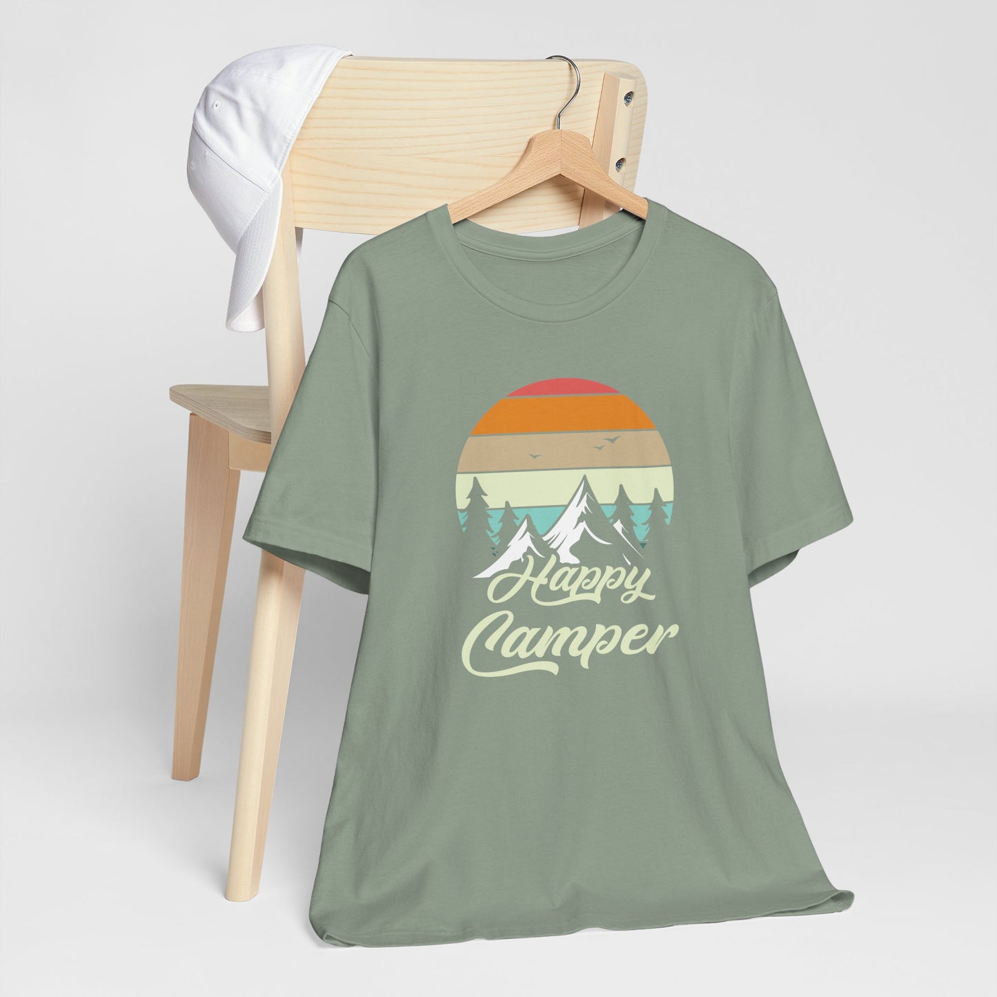 Happy Camper T-Shirt – Minimal Outdoor Camping Tee for Nature Lovers