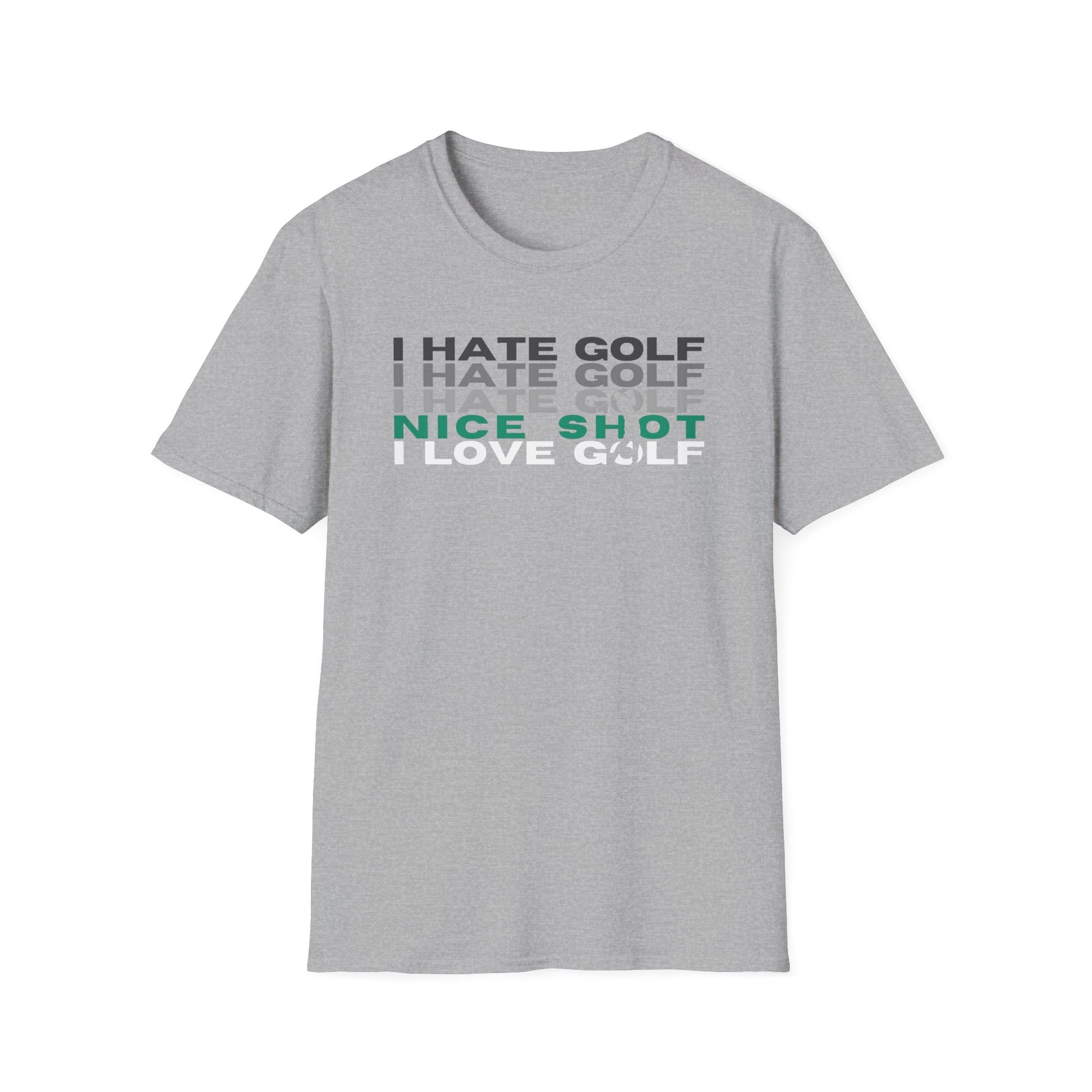  Hate Golf Nice Shot I Love Golf Tee – funny golf humor sports graphic T‑shirt in Sport Grey