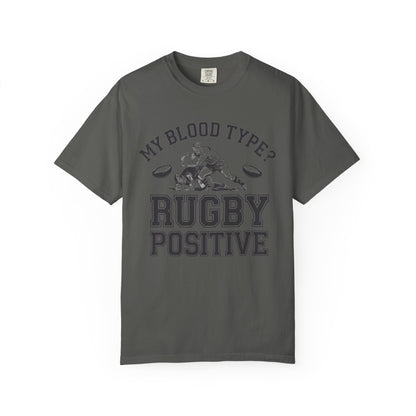 My Blood Type? Rugby Positive Version 2 T-Shirt 🏉 | Funny Rugby Enthusiast Tee