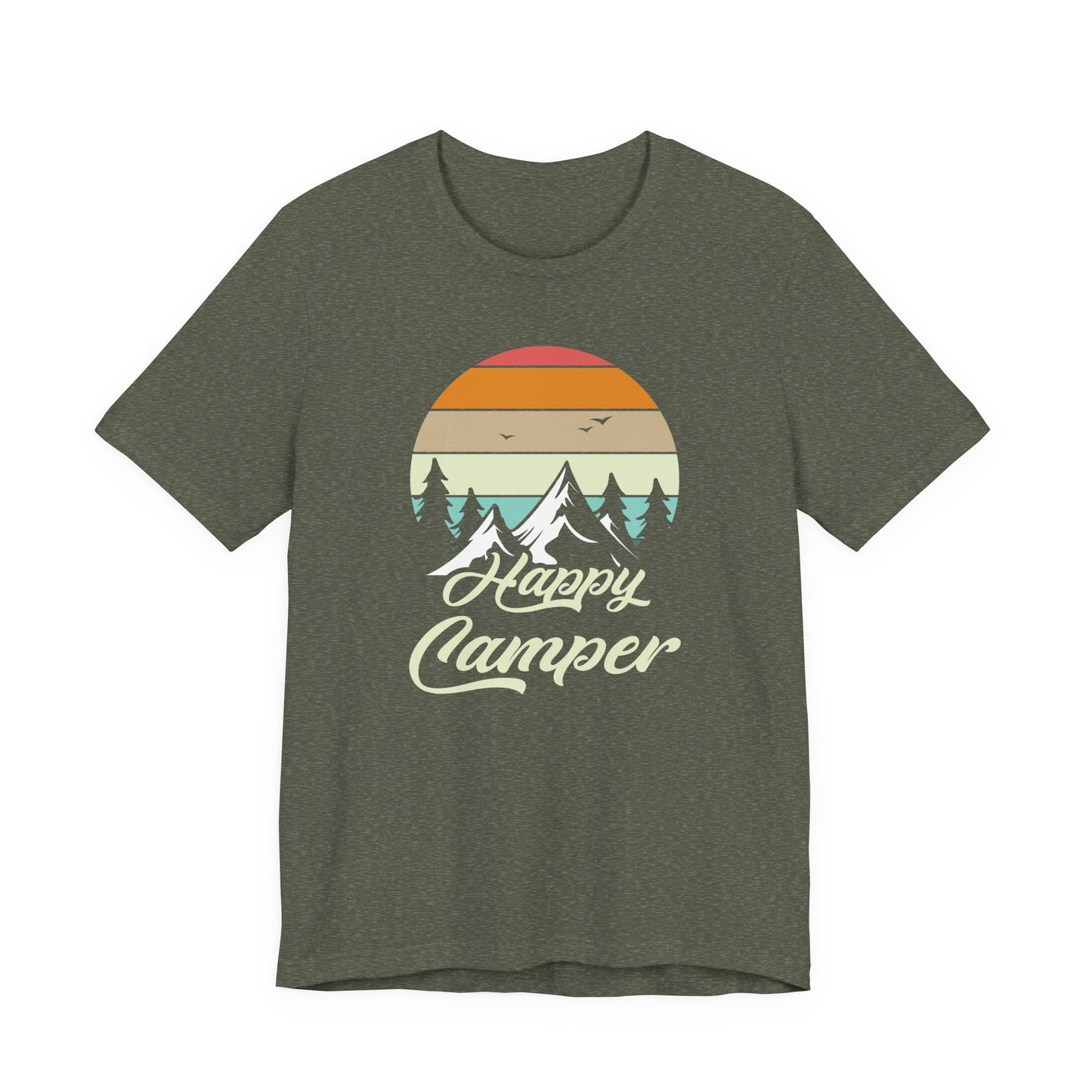 Happy Camper T-Shirt – Minimal Outdoor Camping Tee for Nature Lovers