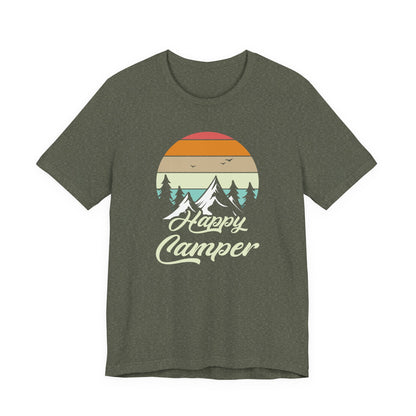 Happy Camper T-Shirt – Minimal Outdoor Camping Tee for Nature Lovers