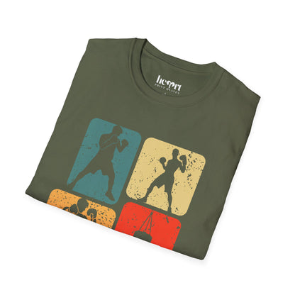 Dynamic Boxing Collage T-Shirt – Unique Graphic Tee for Boxing Enthusiasts 🥊