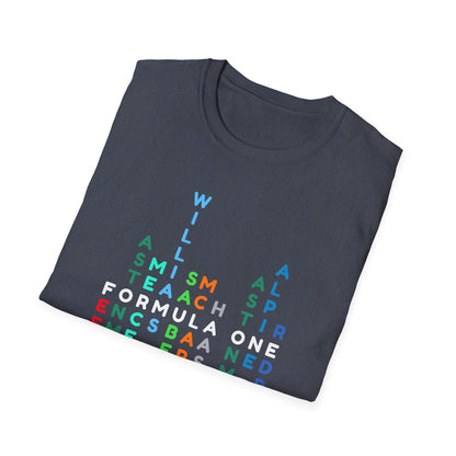 Formula 1 Team Word Art T-Shirt – Unique Grid Design for F1 Fans