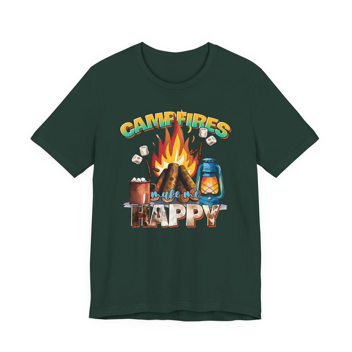 Campfires Make Me Happy T-Shirt – Funny Cozy Outdoor Tee