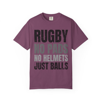 Rugby "No Pads, No Helmets, Just Balls" Funny T-Shirt 🏉 | Bold Rugby Fan Statement Tee