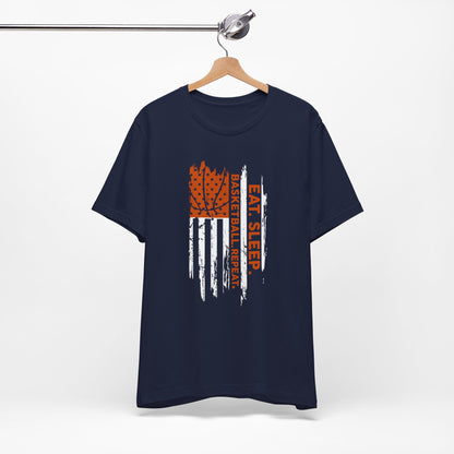 Eat Sleep Basketball Repeat Basketball American Flag T-Shirt