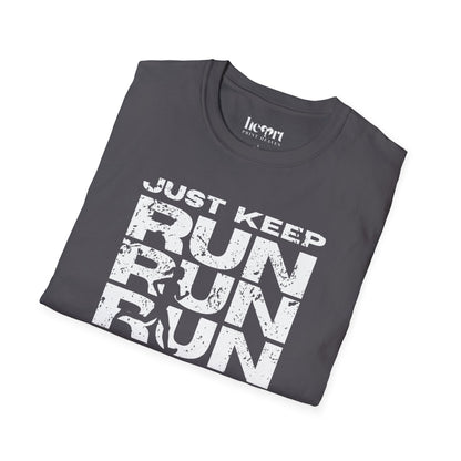 Just Keep Running Women's T-Shirt – Motivational Running Apparel for Active Women