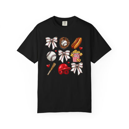 Baseball Bows & Sparkle T-Shirt | Cute Baseball Mom Collage Graphic Tee