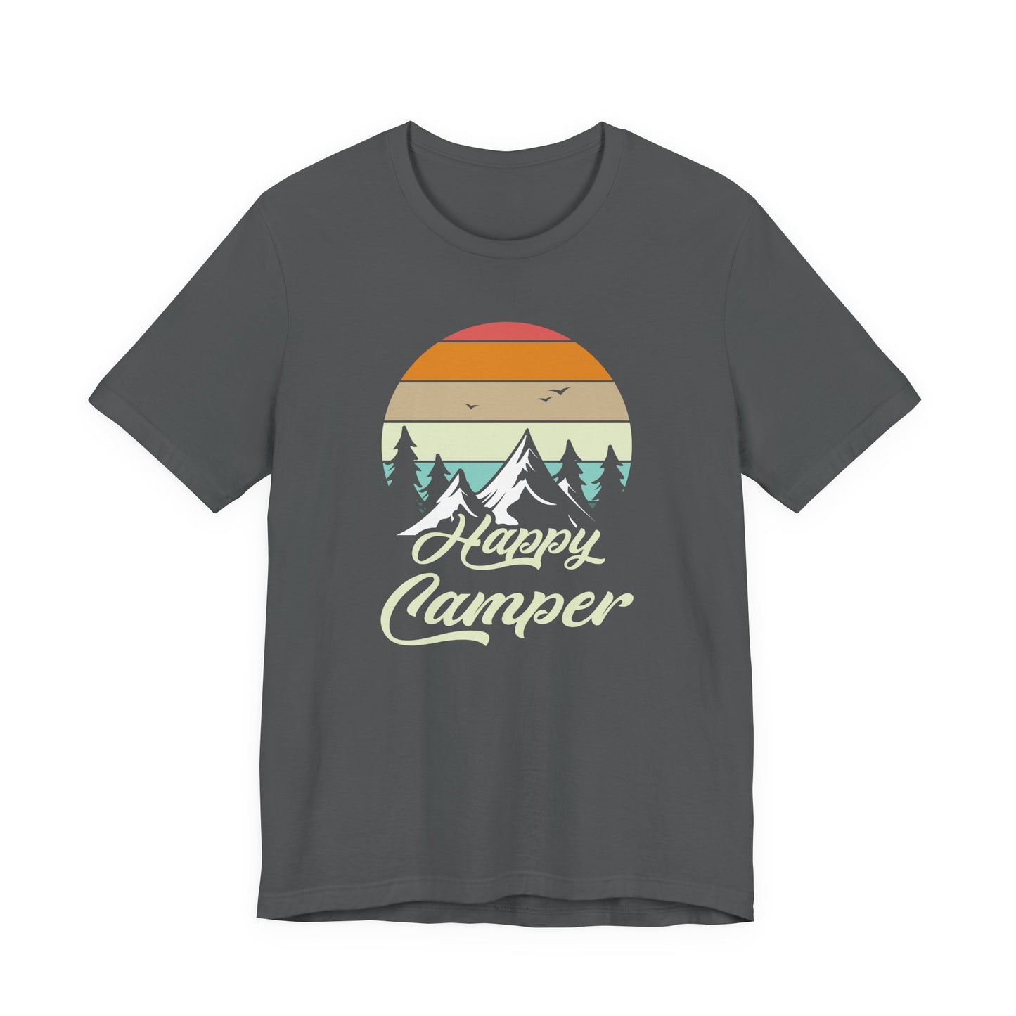 Happy Camper T-Shirt – Minimal Outdoor Camping Tee for Nature Lovers