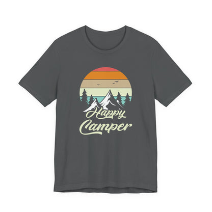 Happy Camper T-Shirt – Minimal Outdoor Camping Tee for Nature Lovers